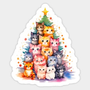 Cat Christmas Tree Sticker